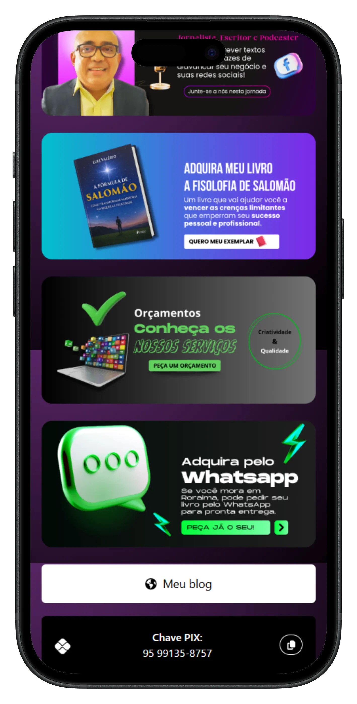 Amostra de BioLink — tema elegante